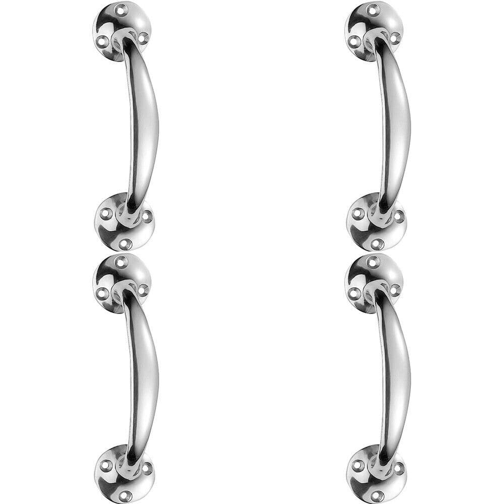 4x Victorian Bow Shaped Pull Handle 152mm Length 32mm Proj Polished Chrome