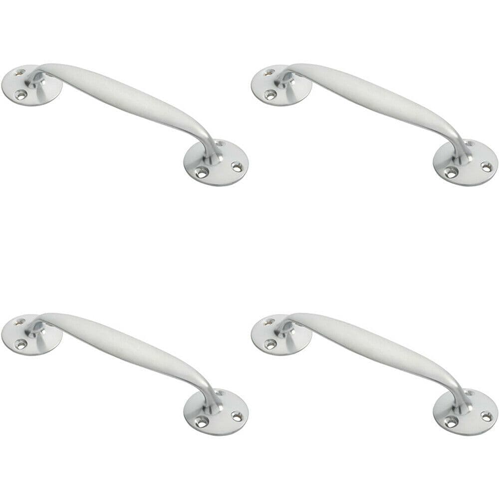 4x Victorian Bow Shaped Pull Handle 152mm Length 32mm Proj Satin Chrome