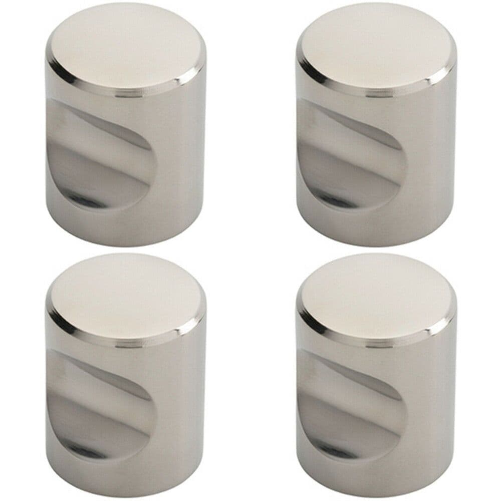 4x Cylindrical Cupboard Door Knob 25mm Diameter Polished Stainless Steel Handle