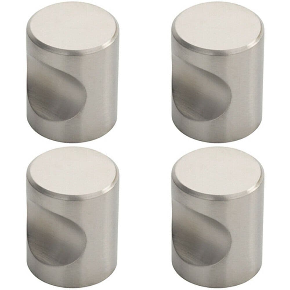 4x Cylindrical Cupboard Door Knob 25mm Diameter Stainless Steel Cabinet Handle
