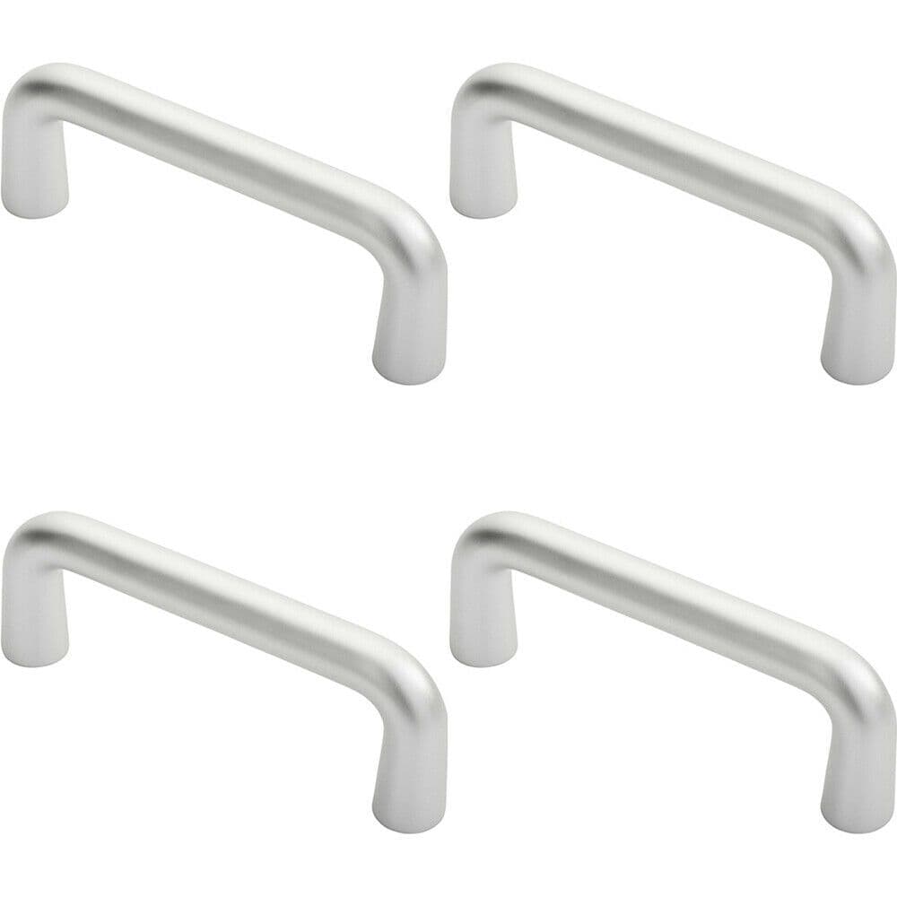 4x Rounded D Shaped Bar Handle 150 x 19mm Diameter Satin Anodised Aluminium