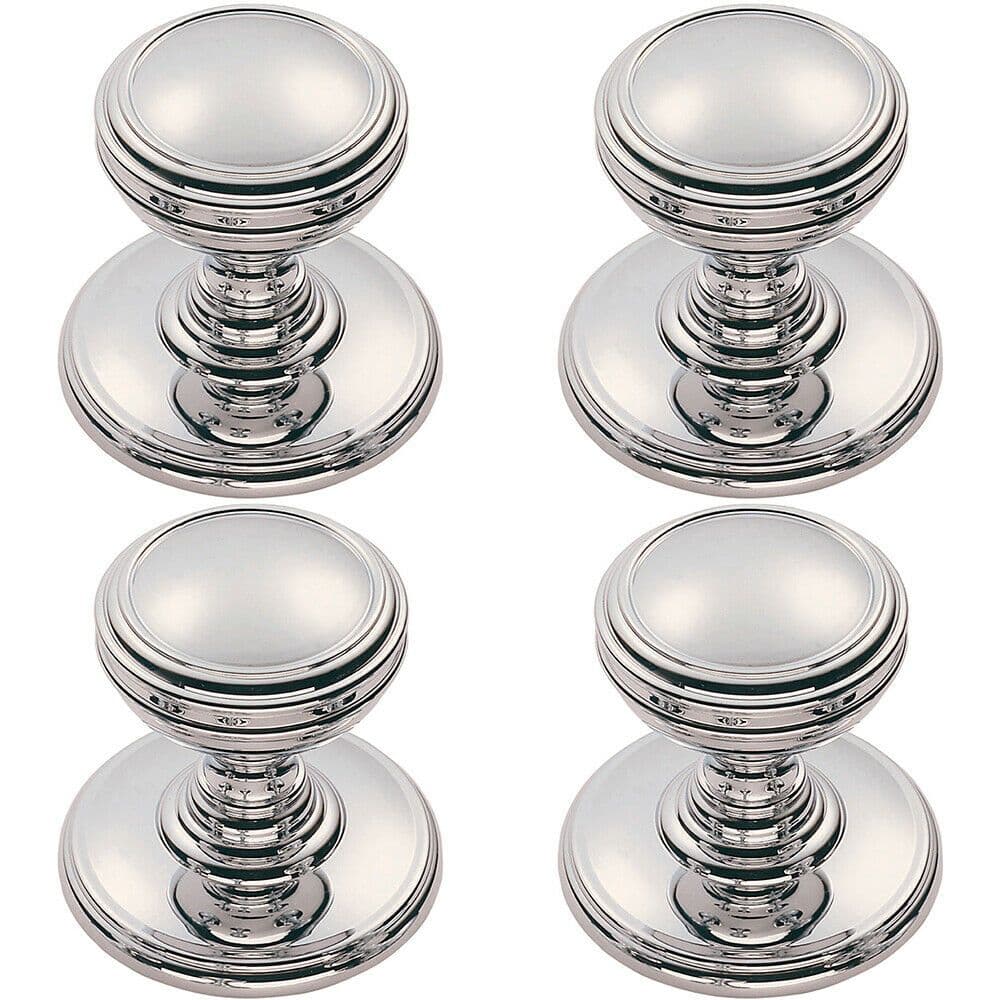 4x Ringed Tiered Cupboard Door Knob 30mm Diameter Polished Chrome Cabinet Handle