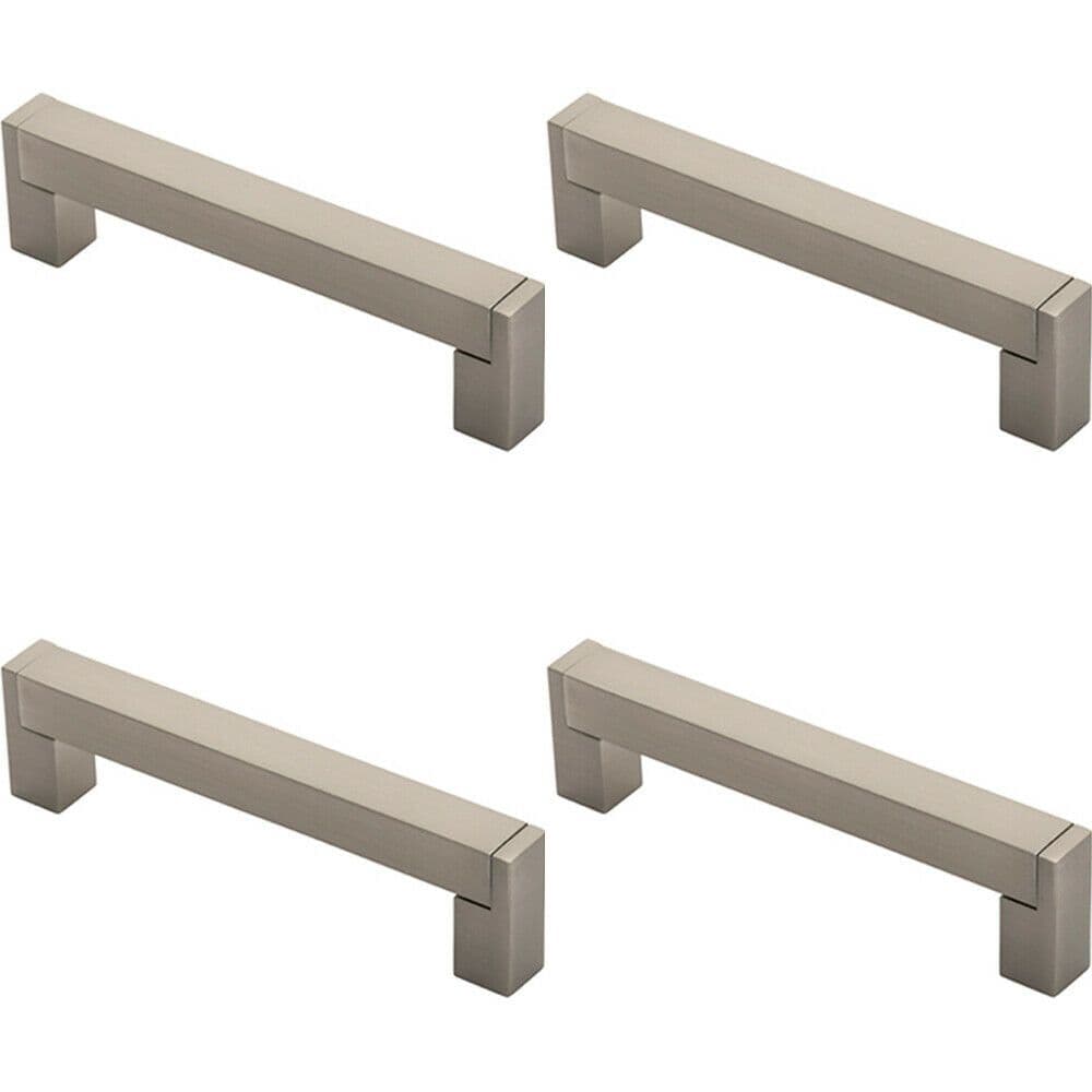 4x Square Section Bar Pull Handle 143 x 15mm 128mm Fixing Centres Satin Nickel