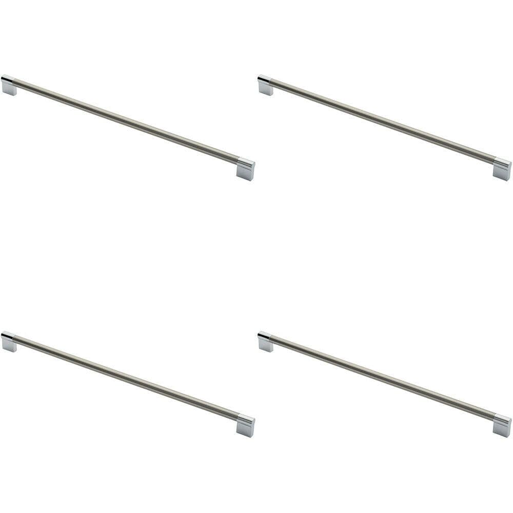 4x Keyhole Bar Pull Handle 460 x 14mm 448mm Fixing Centres Satin Nickel & Chrome