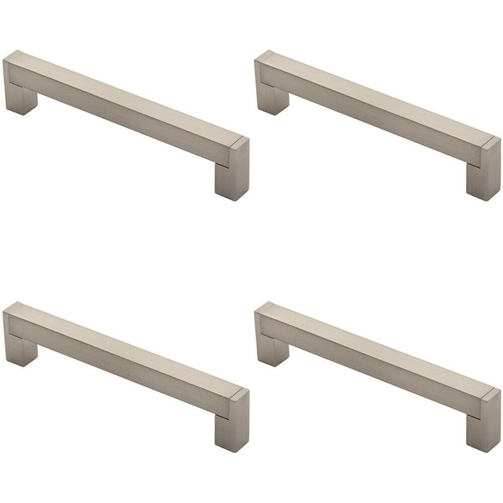 4x Square Section Bar Pull Handle 175 x 15mm 160mm Fixing Centres Satin Nickel