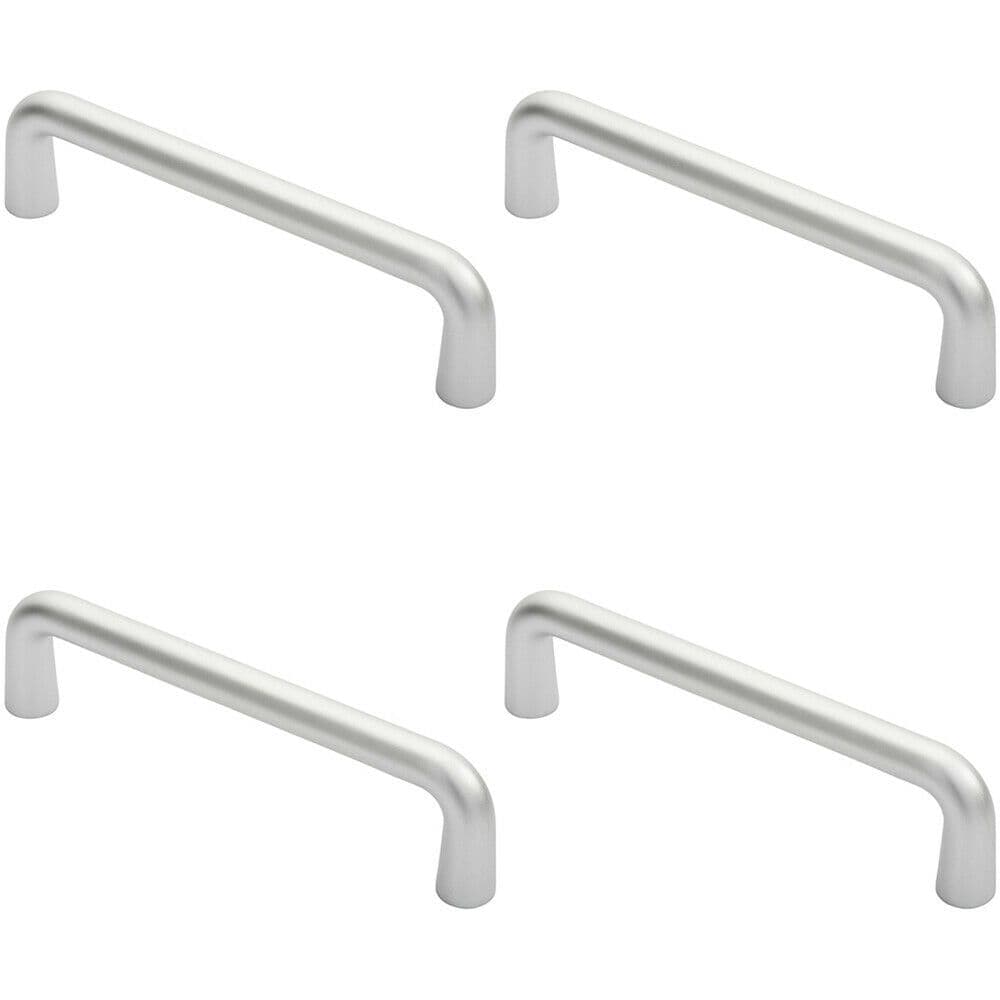 4x Rounded D Shaped Bar Handle 225 x 19mm Diameter Satin Anodised Aluminium