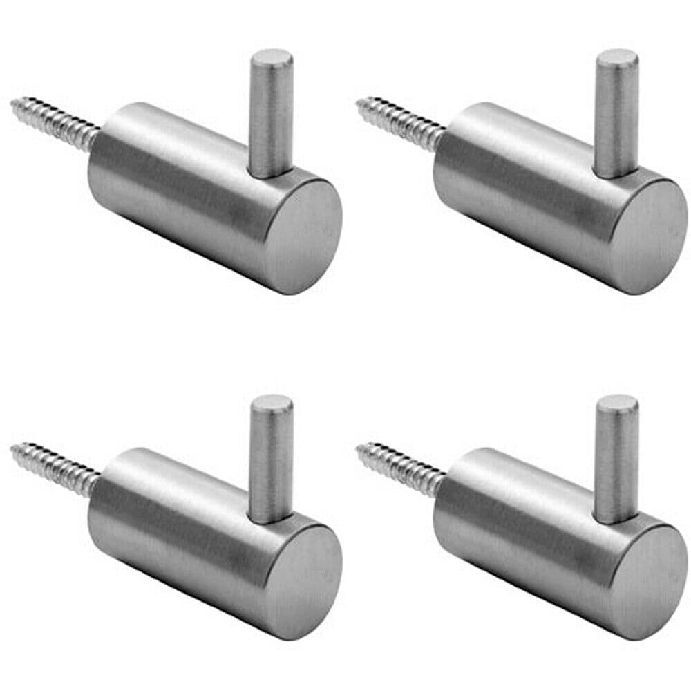 4x Coat Hook with Concealed Fixing 35mm Projection Satin Stainless Steel