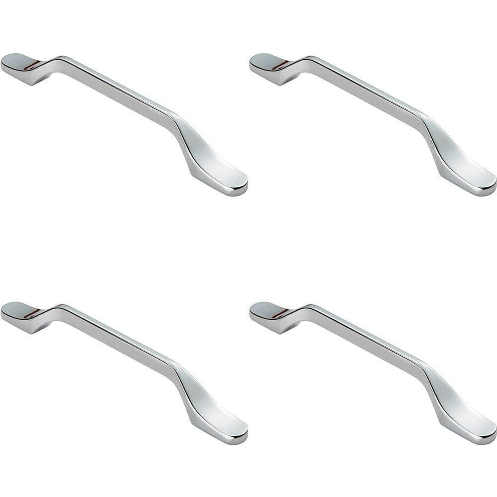 4x Straight Slimline Cupboard Pull Handle 160mm Fixing Centres Polished Chrome