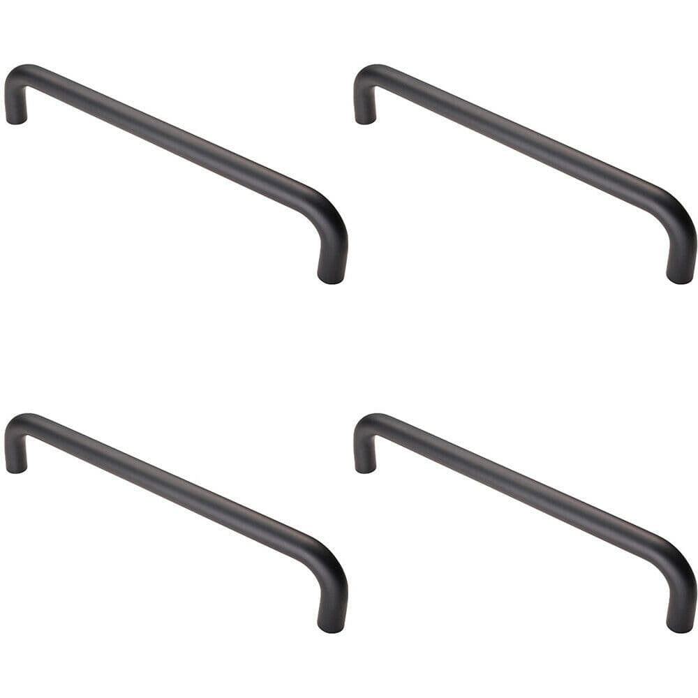 4x Round D Bar Pull Handle 319 x 19mm 300mm Fixing Centres Matt