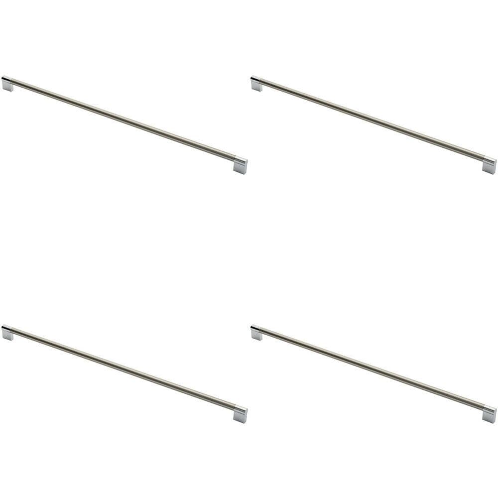 4x Keyhole Bar Pull Handle 588 x 14mm 576mm Fixing Centres Satin Nickel & Chrome