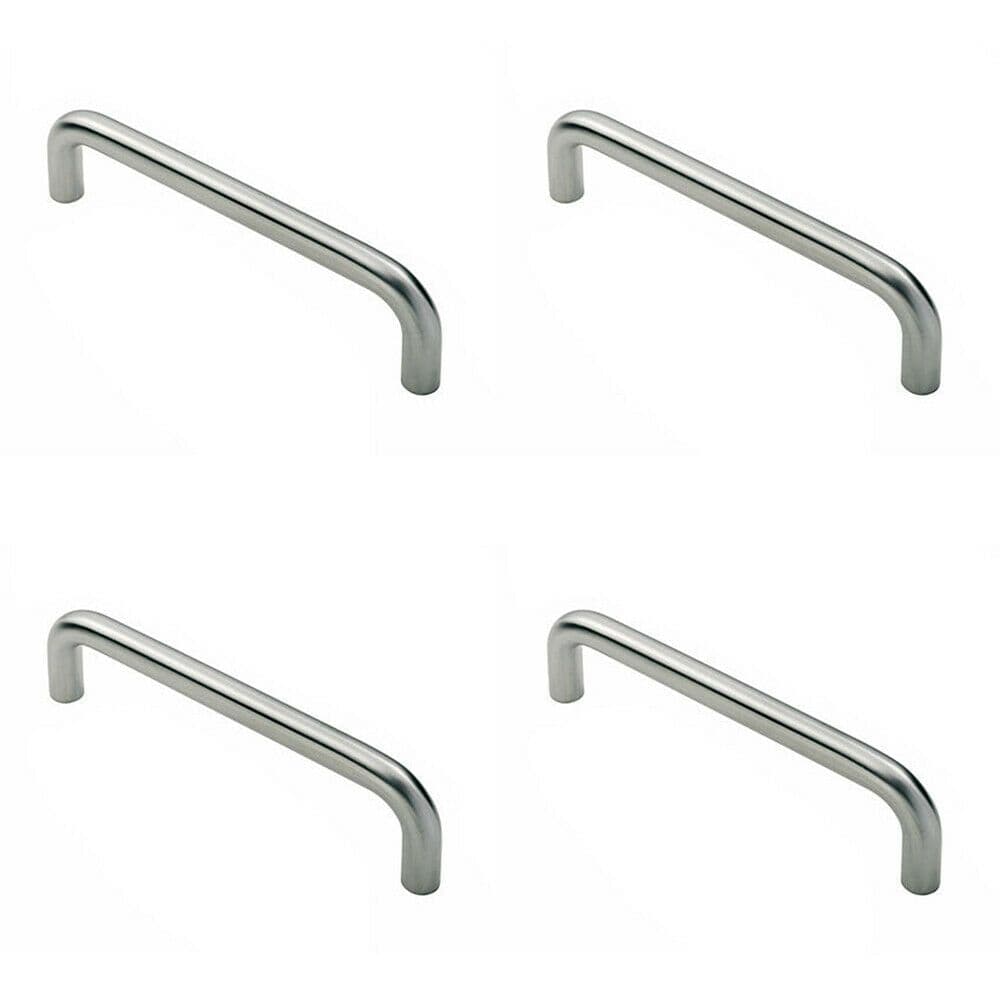 4x Round D Bar Pull Handle 619 x 19mm 600mm Fixing Centres Satin Steel