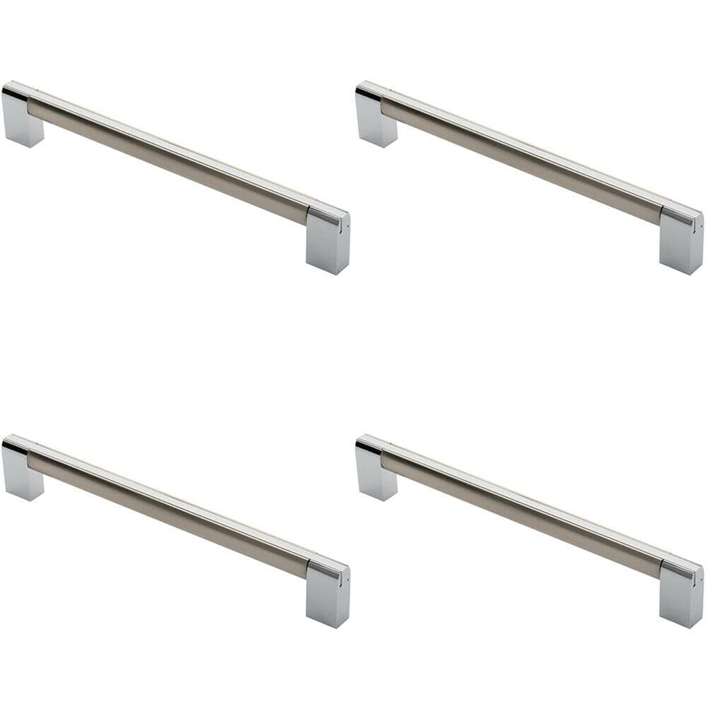 4x Section Straight Pull Handle 224mm Centres Satin Nickel Polished Chrome
