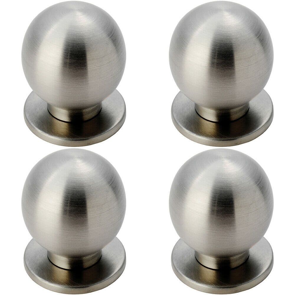 4x Small Solid Ball Cupboard Door Knob 25mm Dia Stainless Steel Cabinet Handle