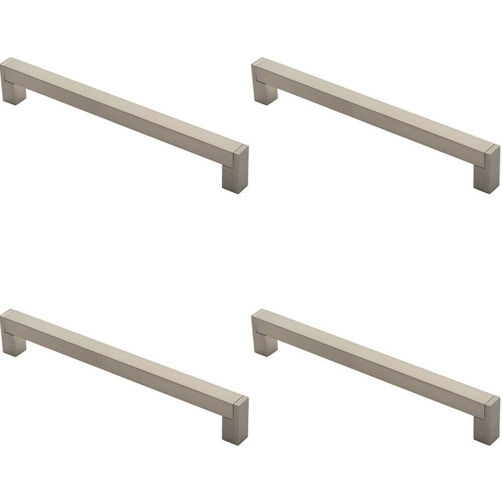 4x Square Section Bar Pull Handle 239 x 15mm 224mm Fixing Centres Satin Nickel