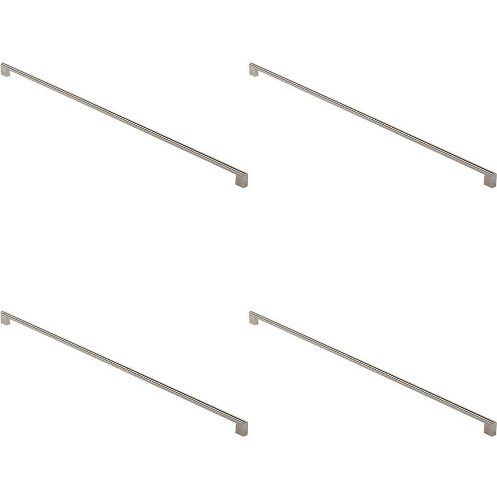 4x Round Bar Pull Handle 904 x 14mm 864mm Fixing Centres Satin Nickel & Steel