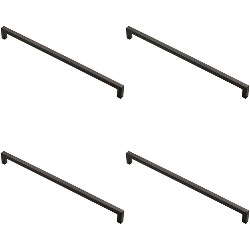 4x Square Block Handle Pull Handle 330 x 10mm 320mm Fixing Centres Matt Black