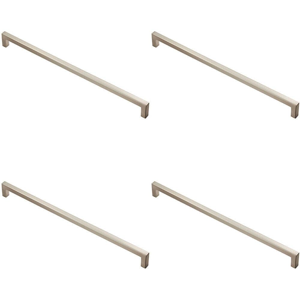 4x Square Block Handle Pull Handle 330 x 10mm 320mm Fixing Centres Satin Nickel