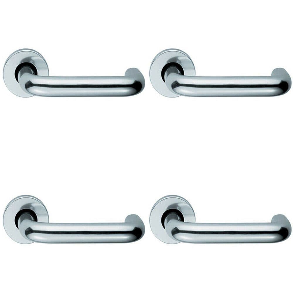 4x PAIR 19mm Round Bar Safety Lever Concealed Fix Round Rose Polished Aluminium