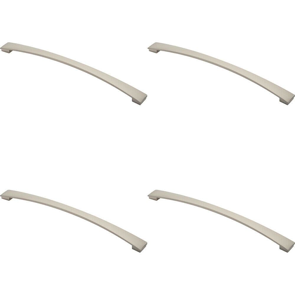 4x Curved Bow Pull Handle 338 x 25mm 320mm Fixing Centres Satin Nickel