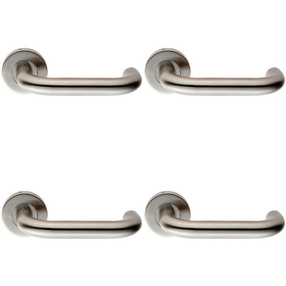 4x PAIR 19mm Round Bar Safety Handle on Round Concealed Fix Satin Steel