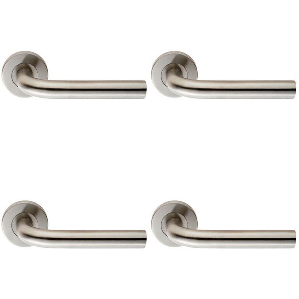 4x PAIR 19mm Straight Round Bar Handle on Round Concealed Fix Satin Steel