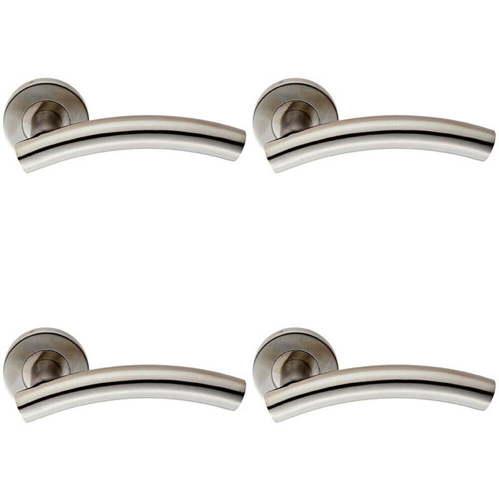 4x PAIR Arched Round Bar Handle on Round Concealed Fix Satin Steel