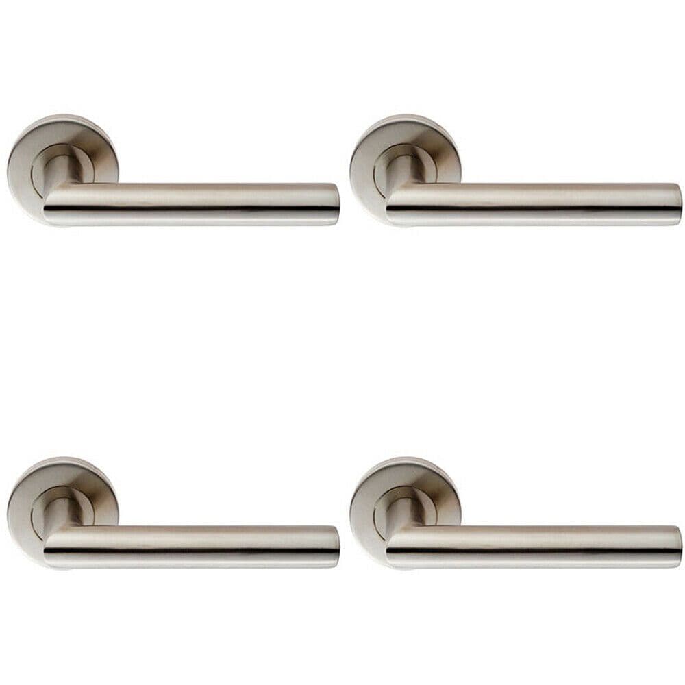 4x PAIR Oval Shaped Mitred Bar Handle on Round Concealed Fix Satin Steel