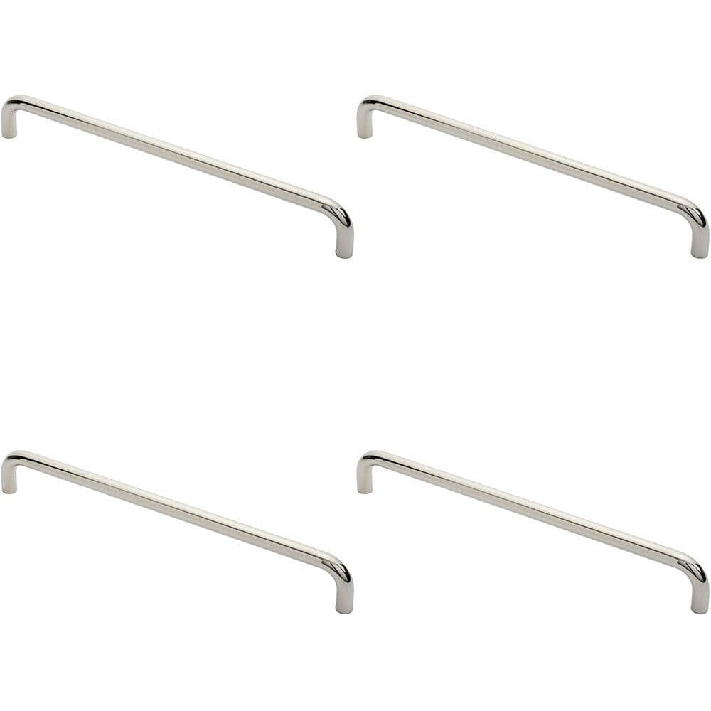 4x Round D Bar Pull Handle 469 x 19mm 450mm Fixing Centres Bright Steel