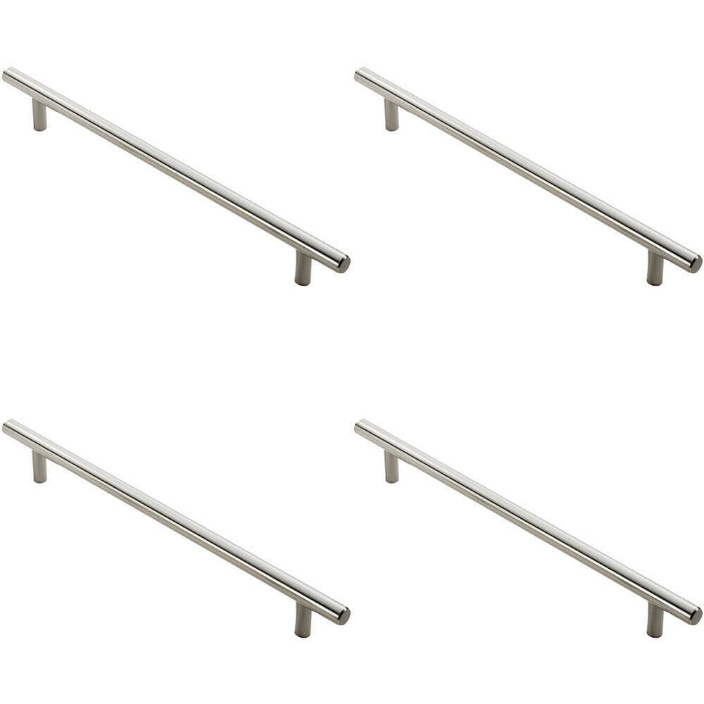 4x Round T Bar Cabinet Pull Handle 1020 x 12mm 960mm Fixing Centres Satin Nickel