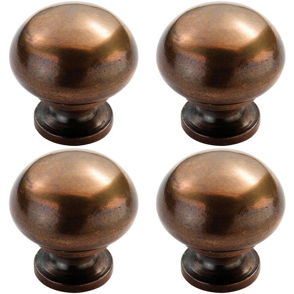 4x Mushroom Cupboard Door Knob 30mm Diameter Solid Bronze Cabinet Handle