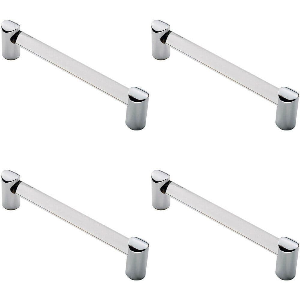 4x Round Tube Pull Handle 180 x 16mm 160mm Fixing Centres Clear & Chrome