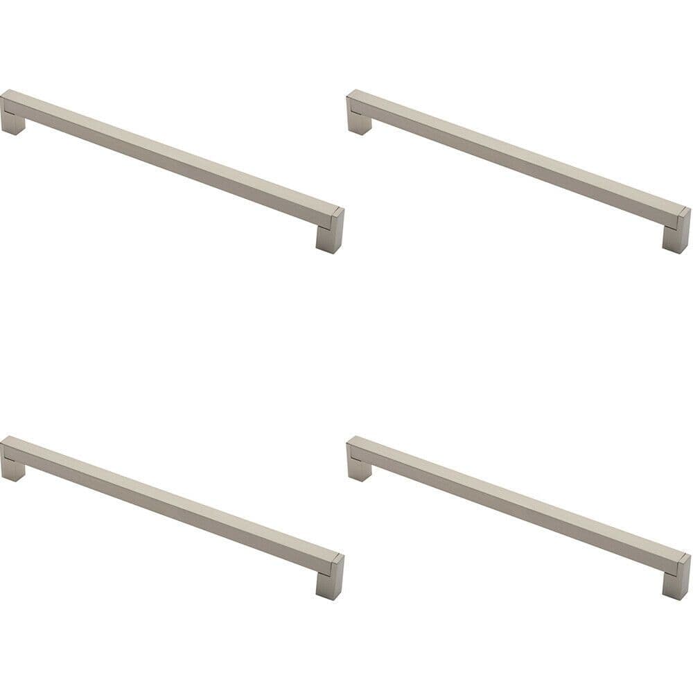 4x Square Section Bar Pull Handle 335 x 15mm 320mm Fixing Centres Satin Nickel
