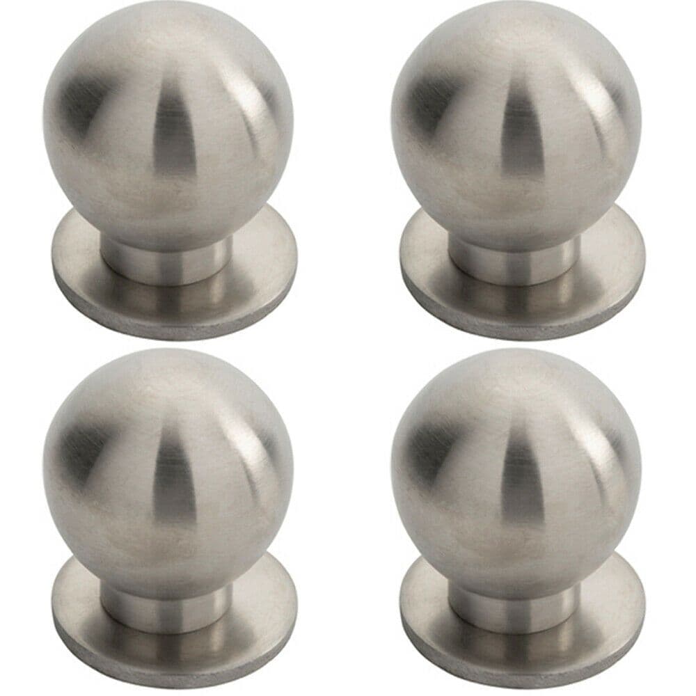 4x Small Solid Ball Cupboard Door Knob 30mm Dia Stainless Steel Cabinet Handle
