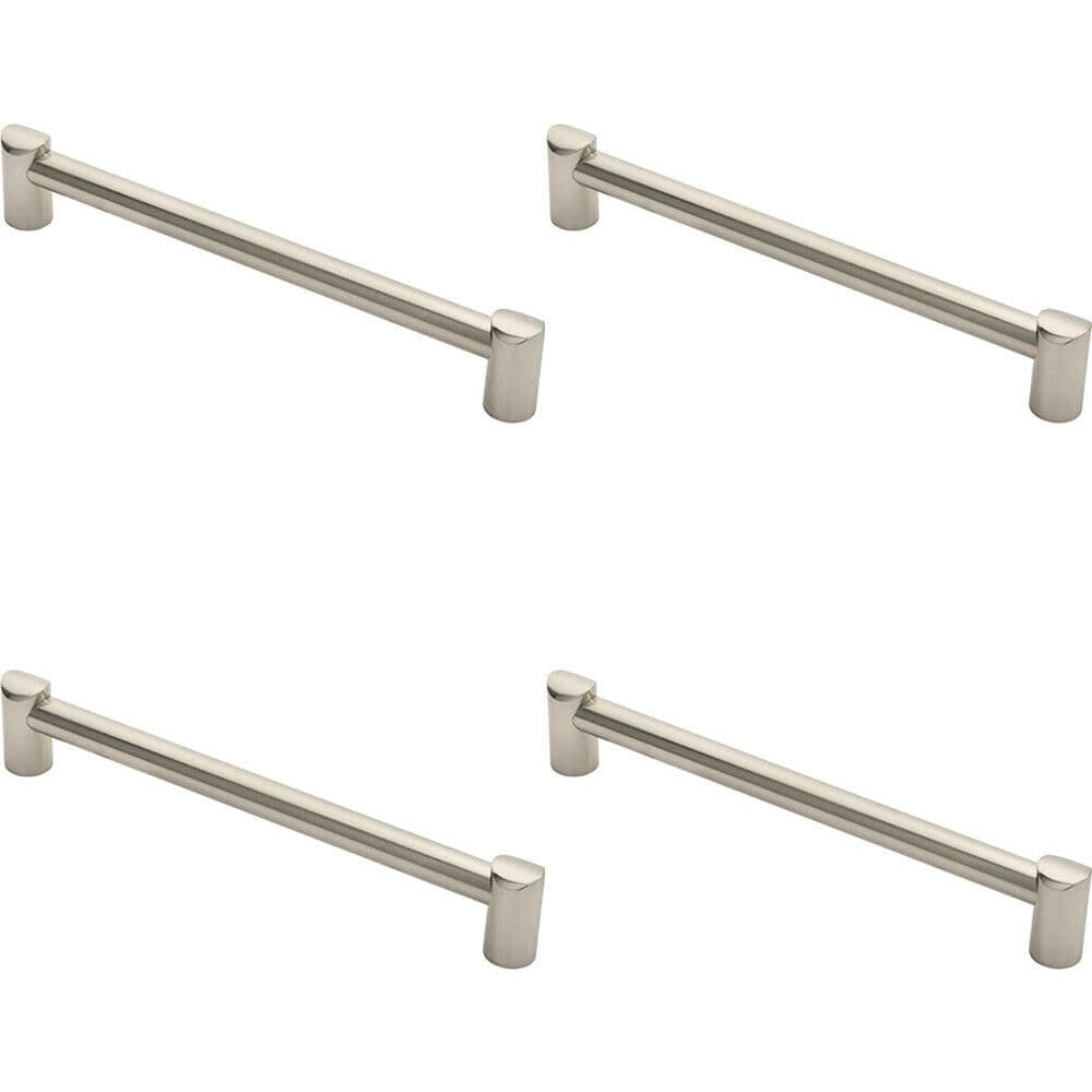 4x Round Tube Pull Handle 244 x 16mm 224mm Fixing Centres Satin Nickel
