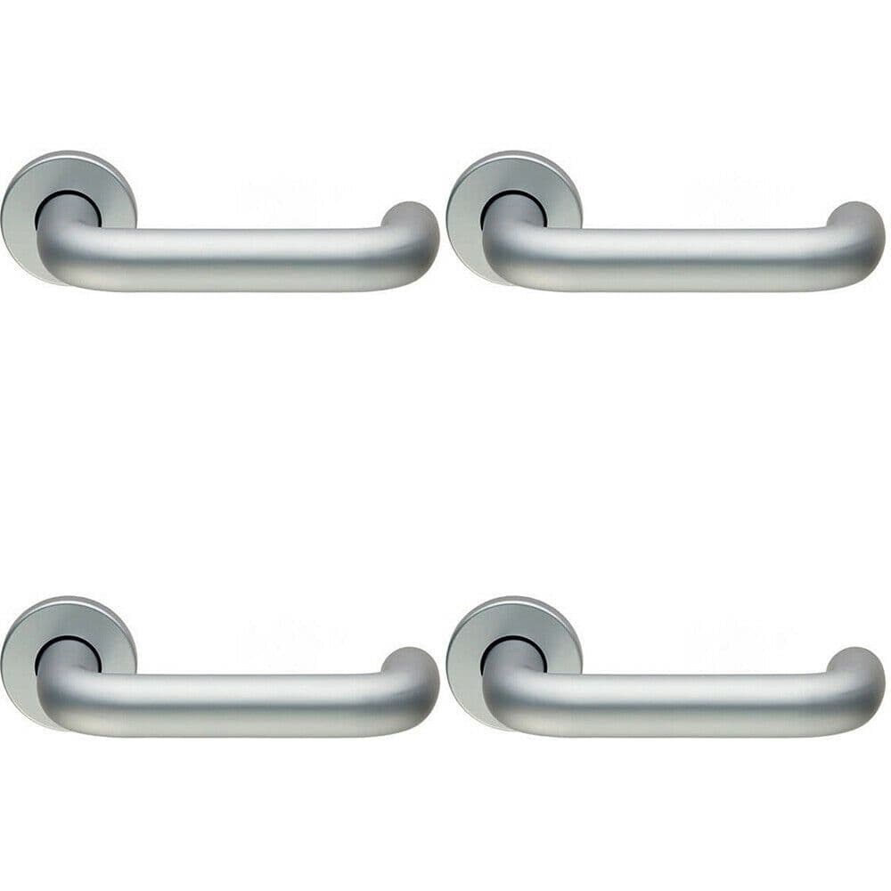 4x PAIR 22mm Round Bar Safety Lever on Round Concealed Fix Satin Aluminium