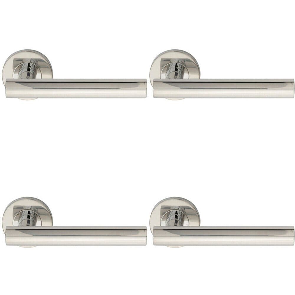 4x PAIR Straight Round T Bar Handle on Round Concealed Fix Polished Steel