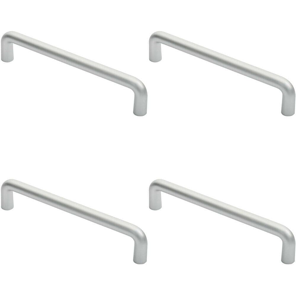 4x Rounded D Shaped Bar Handle 300 x 22mm Diameter Satin Anodised Aluminium