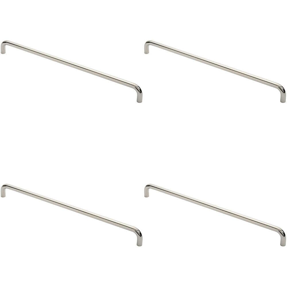 4x Round D Bar Pull Handle 619 x 19mm 600mm Fixing Centres Bright Steel