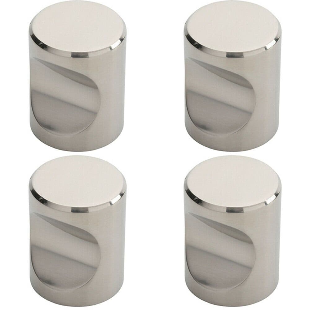 4x Cylindrical Cupboard Door Knob 30mm Diameter Polished Stainless Steel Handle