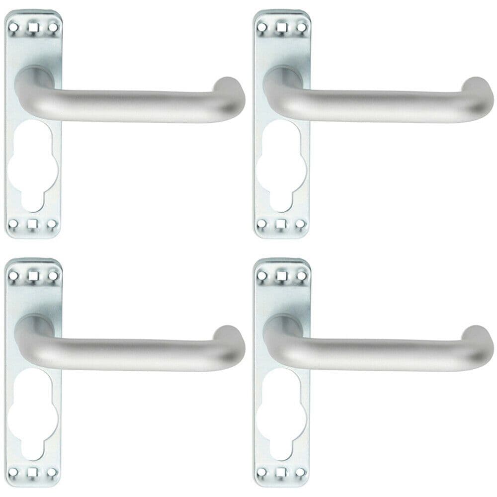 4x PAIR Safety Lever on Inner Backplate 152mm Door Handle Satin Aluminium