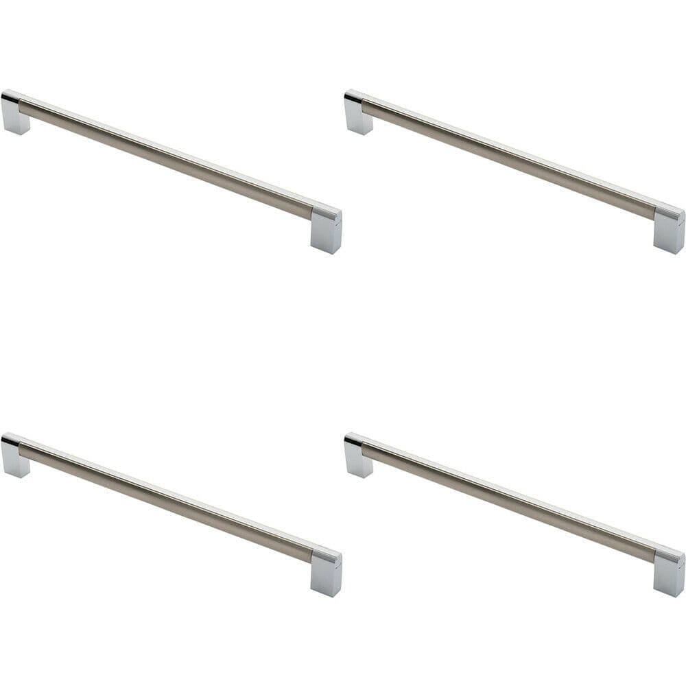 4x Section Straight Pull Handle 320mm Centres Satin Nickel Polished Chrome
