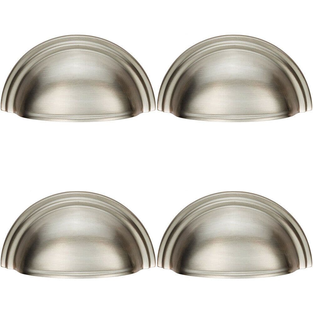 4x Victorian Cup Pull Handle Satin Nickel 92 x 46mm 76mm Fixing Centres