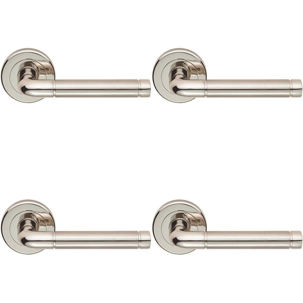 4x PAIR Straight Elliptical Lever on Round Concealed Fix Dual Nickel