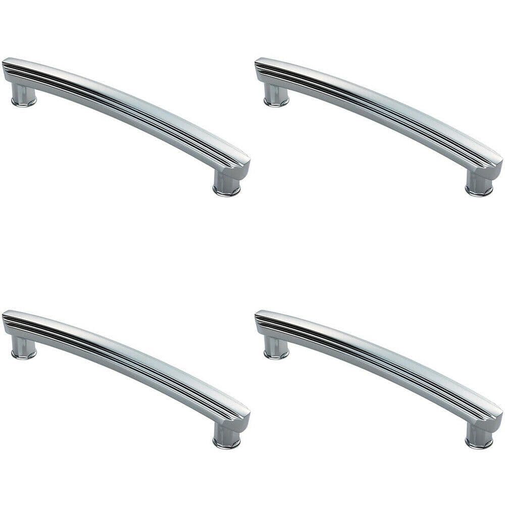 4x Ridge Design Curved Cabinet Pull Handle 160mm Fixing Centres Polished Chrome