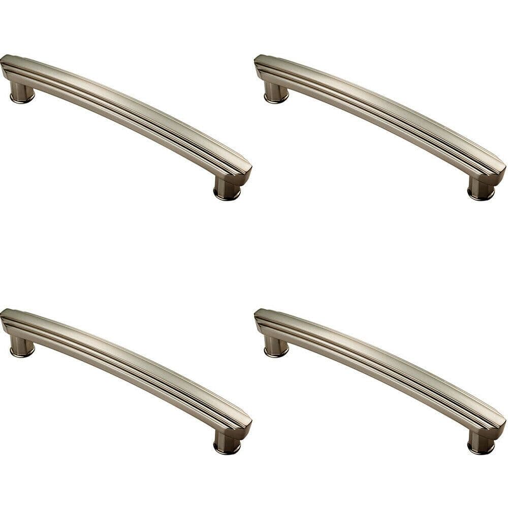 4x Ridge Design Curved Cabinet Pull Handle 160mm Fixing Centres Satin Nickel