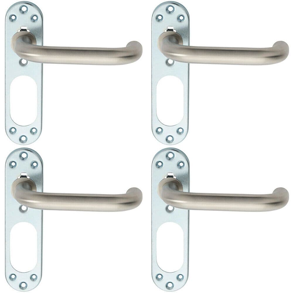 4x PAIR Safety Lever on Steel Inner Backplate 168mm Door Handle Satin Steel