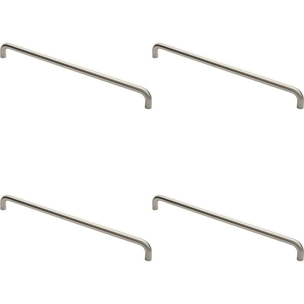 4x Round D Bar Pull Handle 22mm Dia 600mm Fixing Centres Satin Stainless Steel