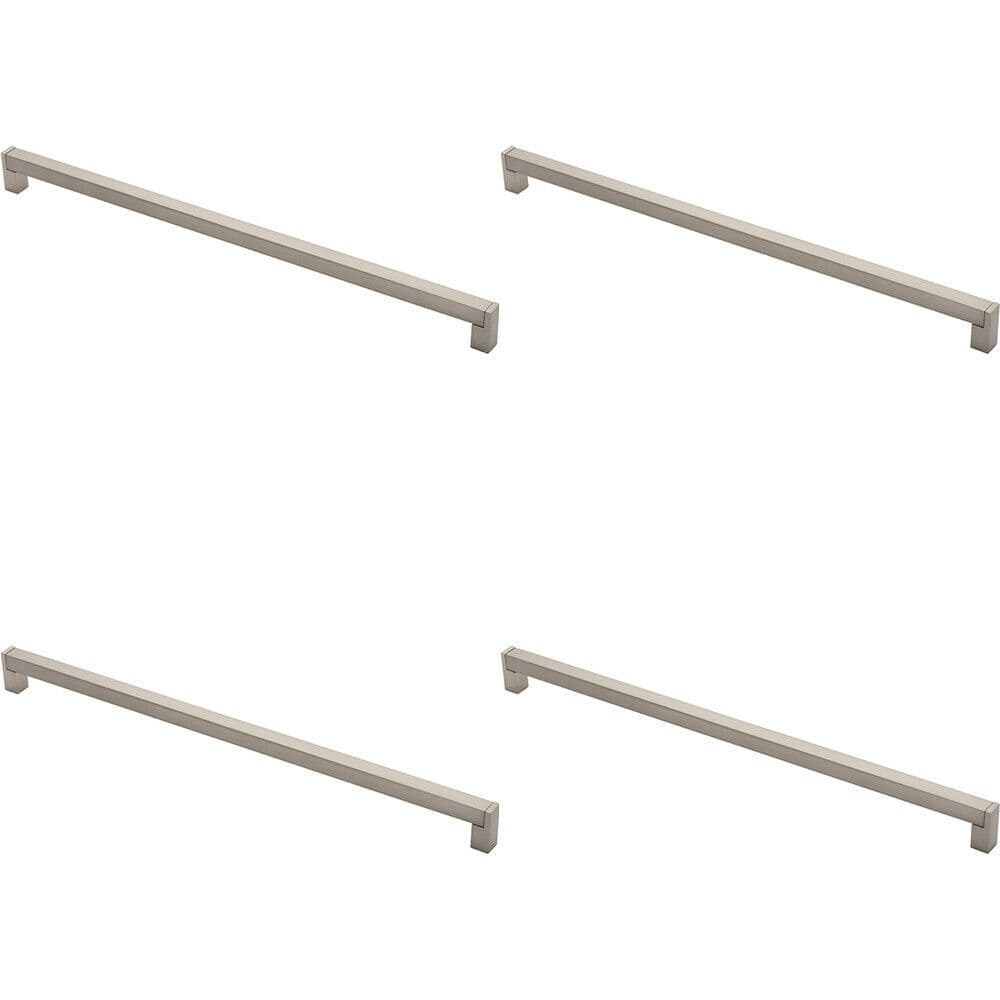 4x Square Section Bar Pull Handle 463 x 15mm 448mm Fixing Centres Satin Nickel