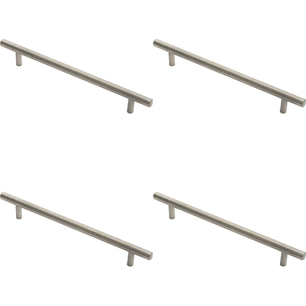 4x Round T Bar Pull Handle 210 x 10mm 160mm Fixing Centres Stainless Steel