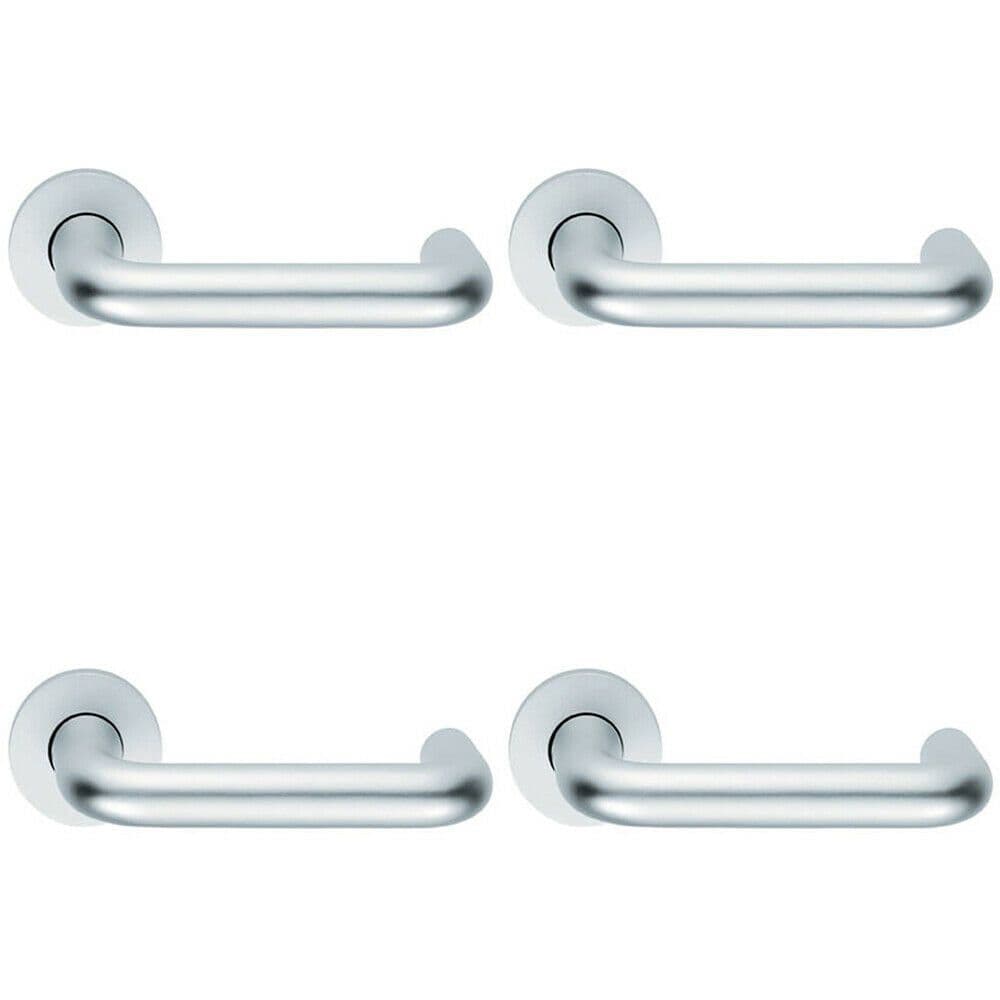 4x PAIR 19mm Round Bar Safety Lever on Round DDA Compliant Satin Aluminium
